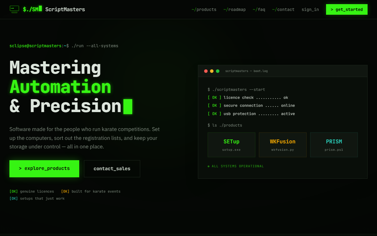 ScriptMasters home page: Mastering automation and precision